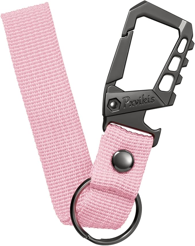 Pxvikis Metal heavy duty key chain carabiner clip bottle opener wrist lanyard ring car key fob unisex for men and women