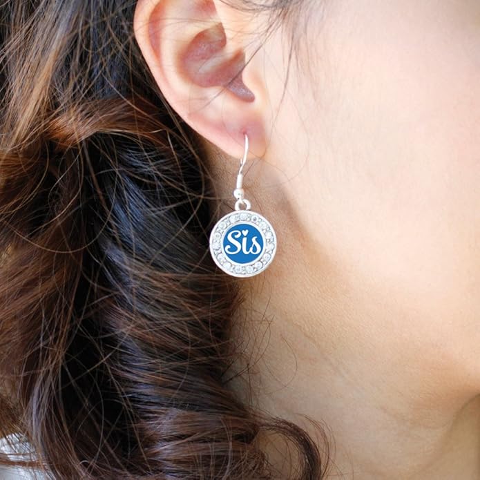 Inspired Silver - Silver Circle Charm French Hook Drop Earrings with Cubic Zirconia Jewelry