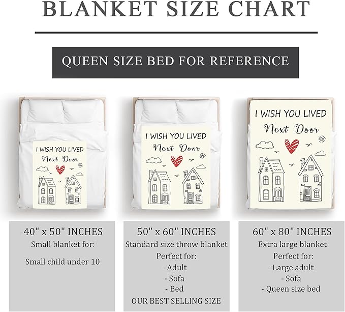 Unique Gifts for Best Friend Women/Men, I Wish You Lived Next Door Blanket, Bestie Coworkers BFF Friendship Birthday Gift for Women Soft Throw 50" x 60"