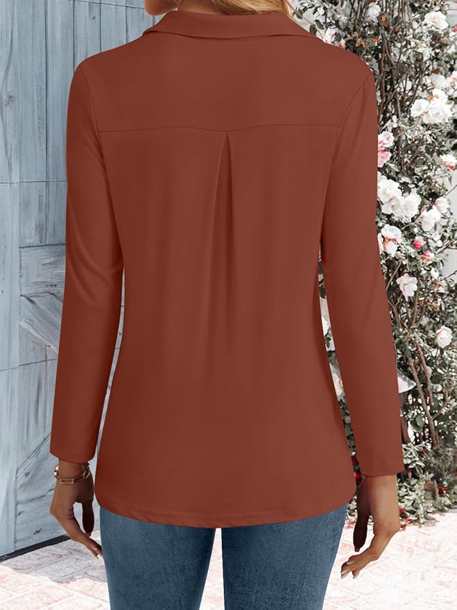 3/4 Length Sleeve Womens Tops Dressy Casual V Neck Polo Shirts Business Work Blouses 2025 Trendy Tunic Top