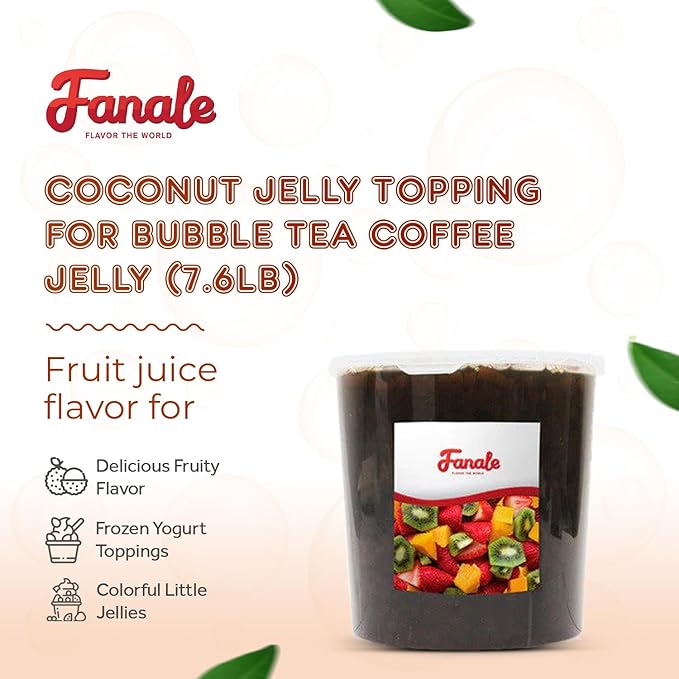 Fanale Coconut Jelly Topping nata de coco for Boba Tea | Ice Cream | Yogurt | Smoothie | Milk Tea | Desserts Coffee Jelly, 7.26 pound (Pack of 4)| JEL011-CS