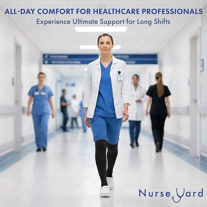 Nurse Yard Compression Socks for Nurses - Women & Men - 20-30mmHg Graduated Compression, Zero-Toe Compression, For Medical Staff, Nursing, Athletic Support Such As Running, Cycling, Hiking - 1 Pair