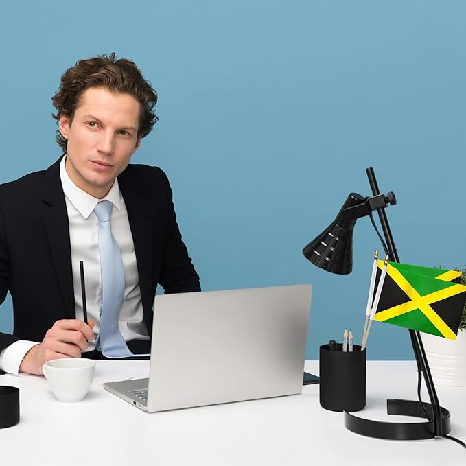 GSYLPFT 12 Pack Jamaican Flags on Sticks Jamaica Small Mini Hand Held Flags for Office Classroom Holiday Party Decorations