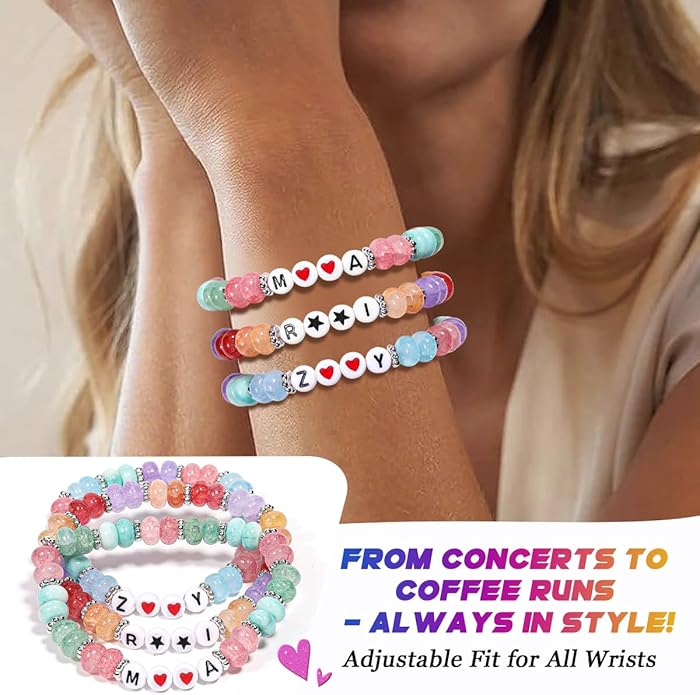 AICase for Korea-Pop Merch Gifts Toys Inspired Bracelets 3 Pcs Stackable Stretch Friendship Beaded Bracelets for Unique Merchandise Jewelry Gifts for Fans Women Men Stocking Stuffers_Crystal