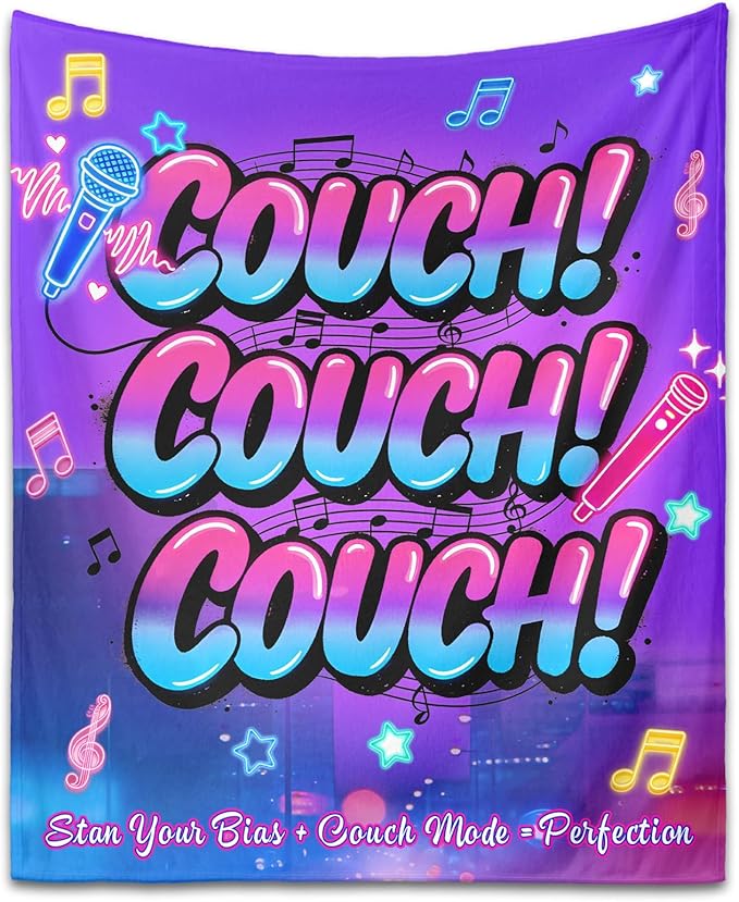 Kpop Couch! Couch! Couch! Gifts Blanket - Ultra-Soft Plush Throw Blanket for Adult, Teen Girls, Music Gifts for Women Friends K-Pop Lovers Merch Stuff, Christmas Birthday Gifts (Purple, 60''x50'')