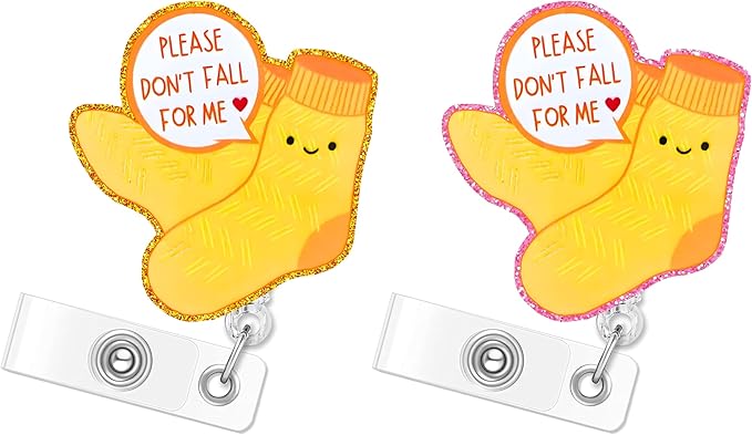 Don’t Fall for Me Badge Reels Retractable Sock Funny Cute Badge Holder with Badge Reel ID Clip Name Tag Card Tag Card Badge Clip Acrylic Accessories Gifts Nurse