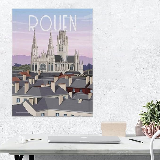 Rouen France Vintage Travel Poster，Jigsaws Puzzles 1000 Pieces Teens Kids Jigsaw Entertainment Toys Brain Challenge Puzzle（50x70cm）-BN91