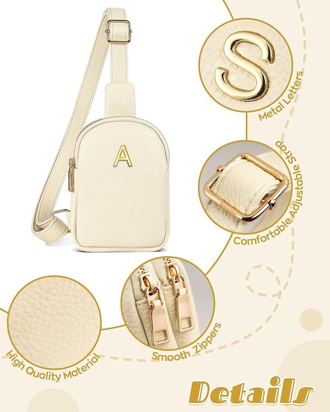 Gifts for Teen Girls, Initial Crossbody Bags for Women Girls, Lightweight Mini Shoulder Bag, Leather Waterproof Sling Bag, Monogrammed Gifts for Teens, Cute Trendy Stuff, Travel Essentials