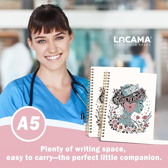 Lacama Nurse Gifts for Women, Nurse Notebook Journal, Nursing Student Graduation Gifts, Nurse Appreciation Gift, Nurses Week Gifts, Stethoscope Flower Spiral Notebook, Office School Supplies