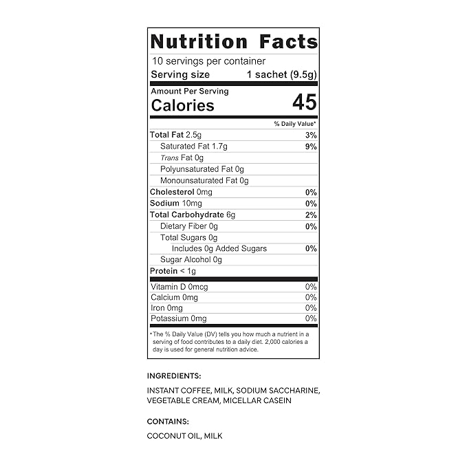 Saccha Coffee Zero Sugar Korean Instant Coffee Mix– First Grade Milk, Medium Roast Sweet Latte, 10 Sticks, Diet-Friendly, No Cholesterol, All-in-One Mix (10 Sachets)