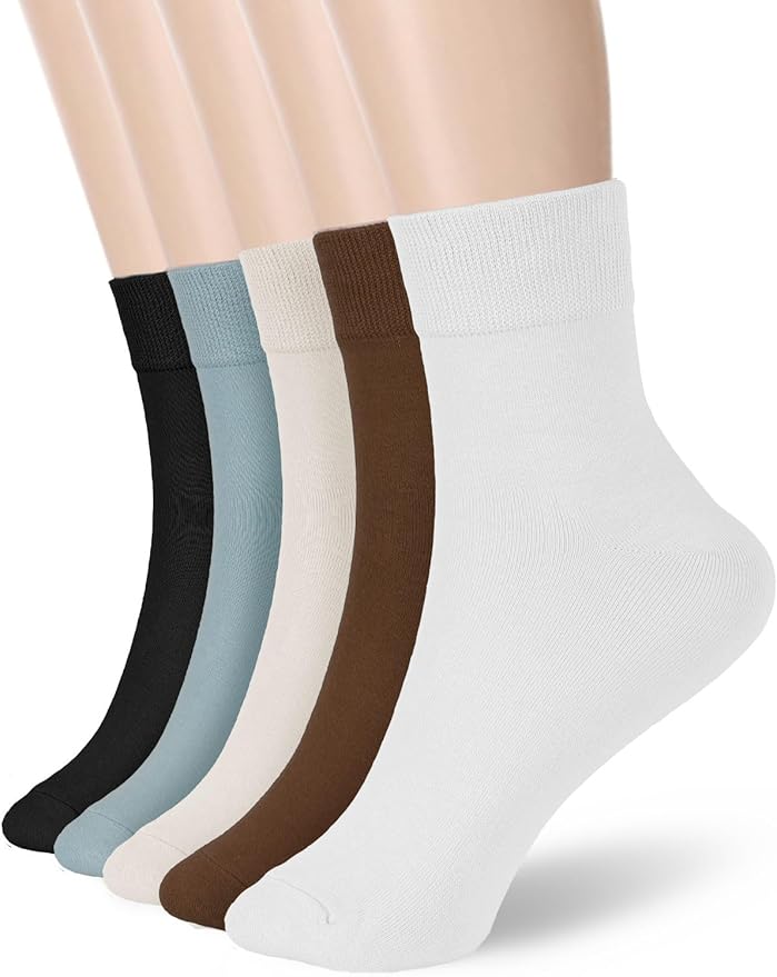 FGZ Women Thin Cotton Socks Soft Cozy Socks Cute Ankle Crew Socks 5 Pairs