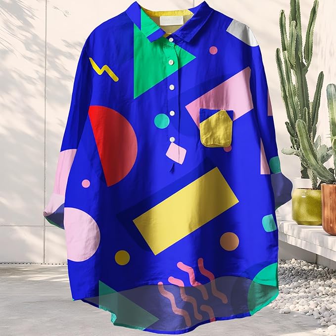 Women Funny Graphic Long Sleeve Floral Blouses Plus Size Button Shirts Casual Cute Vneck Fall Tunic Tops Trendy