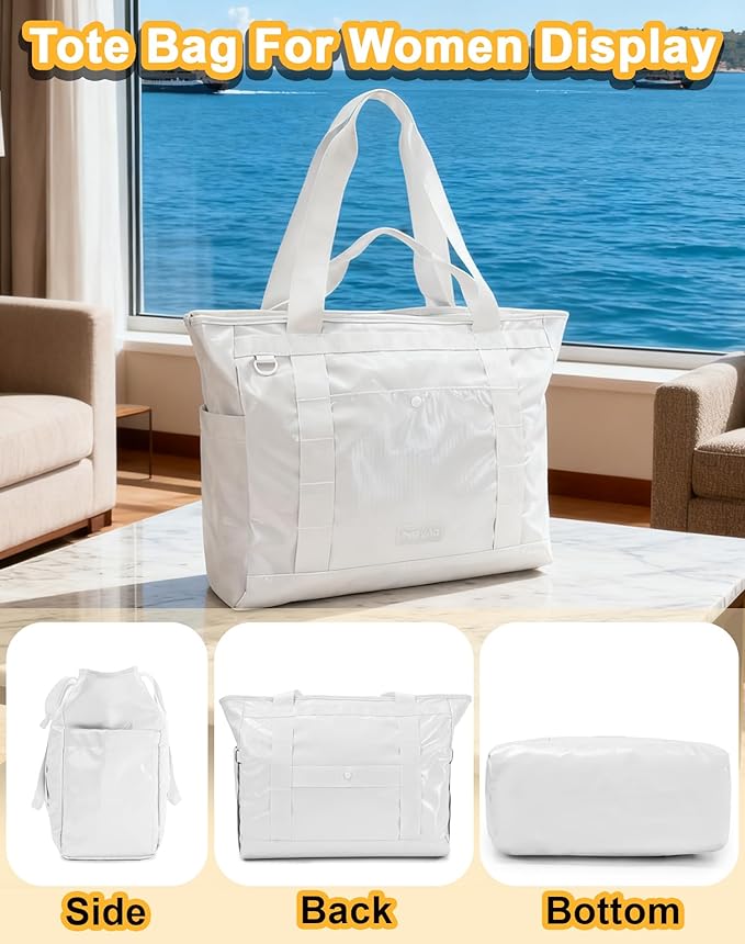 Tote Bag for Women, Lightweight Beach Bag with Laptop Pocket for Teacher Nurse, Travel Shoulder Handbag for College