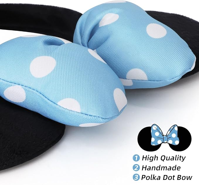 ODOCARE Handmade Mouse Ears Headband for Women and Ladies, Polka Dot Bow Minnie Ears Costume Accessories