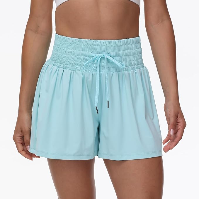 Blaosn Flowy Athletic Shorts for Women Gym Workout Running Short Pants High Waist Skort with Pocket Casual Summer Clothes
