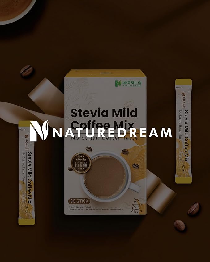 NATUREDREAM Zero Sugar Korean Coffee (30 Sticks) - Single Serve Portable Instant Coffee Packets with Creamer. Sugar-Free, Healthy Coffee Mix.