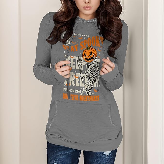domirica Halloween Womens Pullover Sweatshirts Trendy Drawstring Fall Sweatshirt Halloween Best Gift For Wife And Daughter