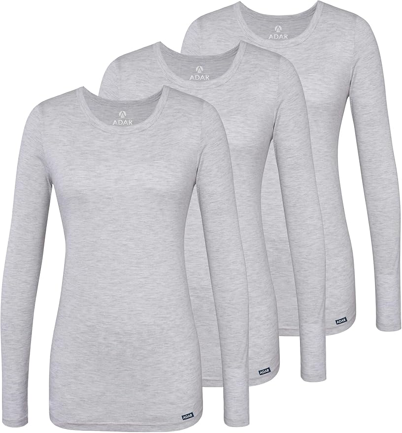 Adar Underscrubs for Women 3 Pack - Long Sleeve Underscrub Comfort Tee