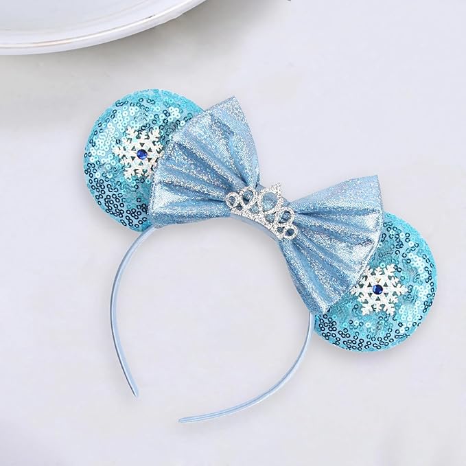 Sequin Mouse Ears Headbands for Women Girls Boys, Glitter Bows Headband for Kids Adults Birthday Party Costume Halloween
