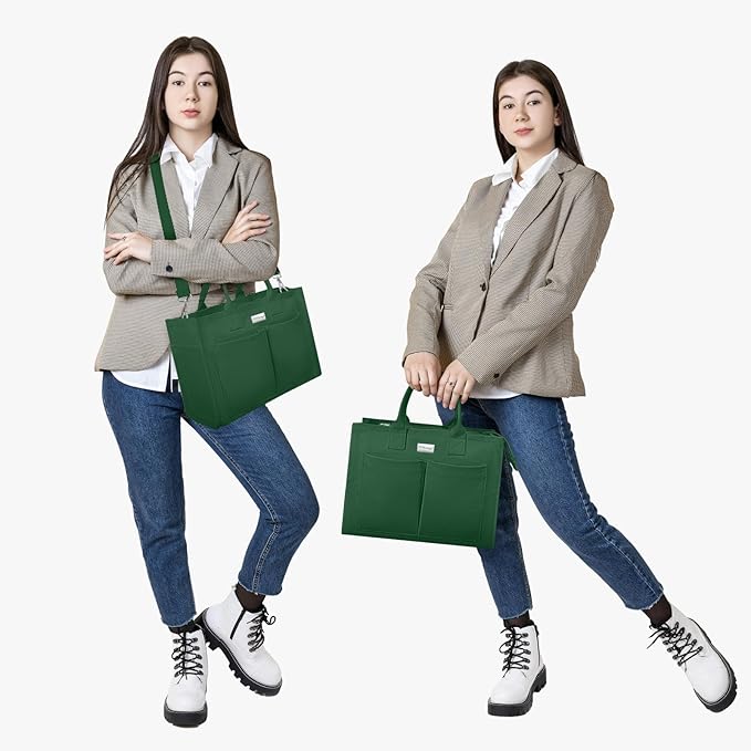 TOPDesign Heavy-Duty Canvas Tote Bag for Women, Adjustable Crossbody/Shoulder Handbag with 9 Pockets, Everything Tote