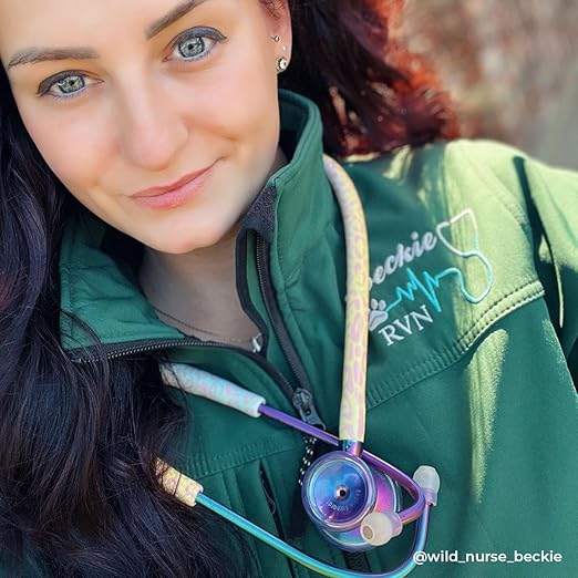 MDF Instruments Rainbow Leopard Kaleidoscope ProCardial Cardiology Stethoscope, Lightweight Titanium, Adult, Dual Head, Rainbow Leopard Tube, Kaleidoscope Chestpiece-Headset, MDF797TRLKL