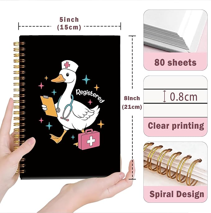 Lacama Funny Nurse Gifts, Black Nurse Notebook Journal for Women, Gifts for Nurses, Christmas Gift, Nursing School Essentials, Notebook for School Office Supplies 5.5x8.3 In