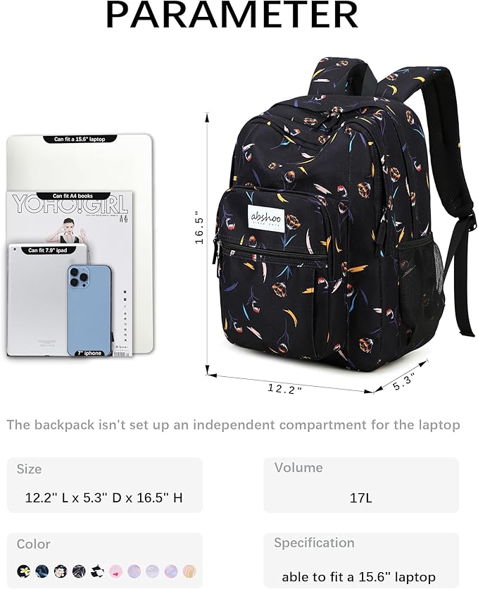 abshoo Classical Basic Travel Backpack For School Water Resistant Bookbag | For School, For School
