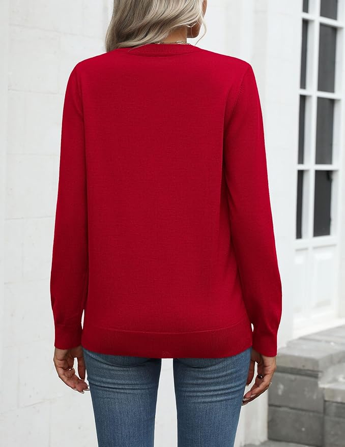Zeagoo Womens 2026 Fall Sweaters Long Sleeve Tops Classic Crew Neck Pullover Sweaters Loose Dressy Casual Basic Clothes