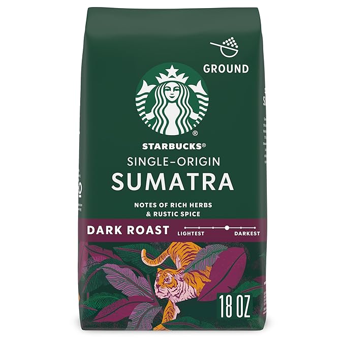 Starbucks Ground Coffee, Dark Roast Coffee, Sumatra, 100% Arabica, 1 bag (18 oz)