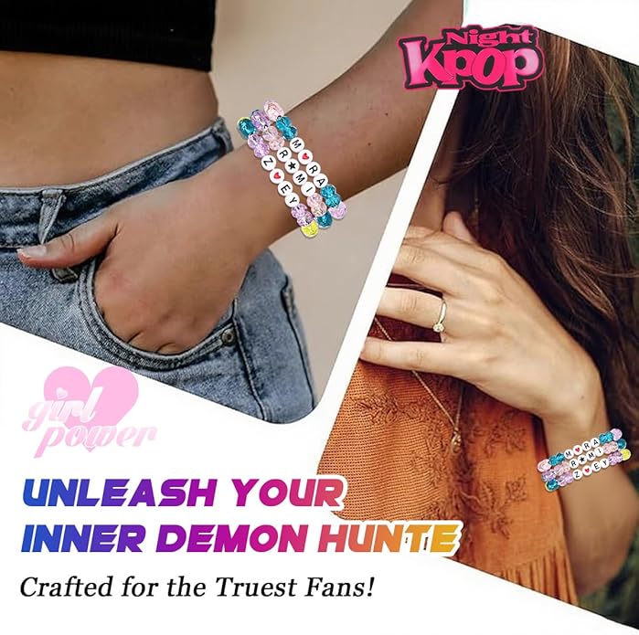 AICase for Korea-Pop Merch Gifts Toys Inspired Bracelets 3 Pcs Stackable Stretch Friendship Beaded Bracelets for Unique Merchandise Jewelry Gifts for Fans Women Men Stocking Stuffers_Crystal