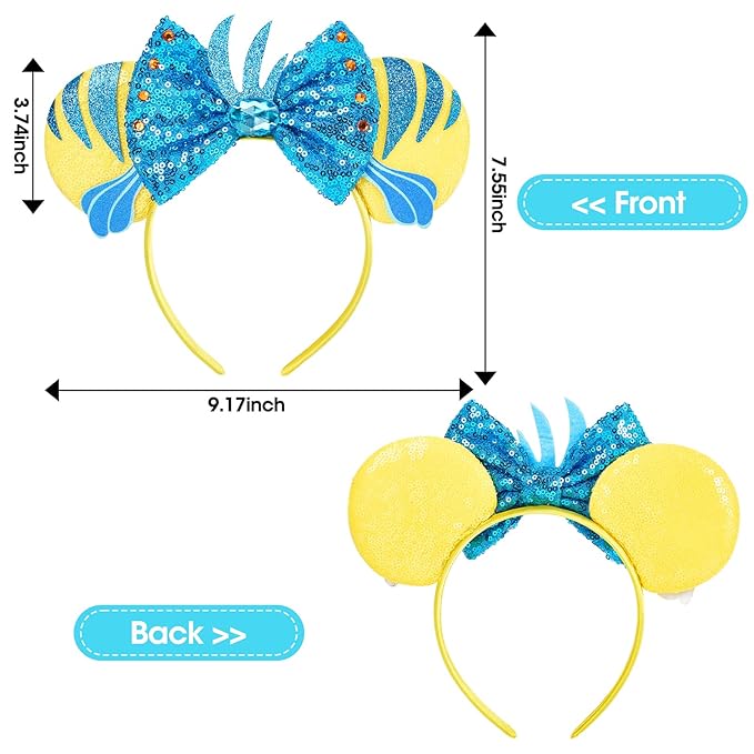 HAMUTH Mouse Ear, Mouse Ear Headband for Women Girls Adult, Sequin Bow Hair Band for Party Trip Parks Costume Cosplay Essentials