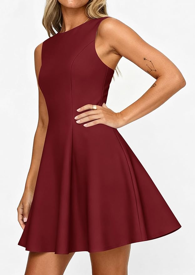 PRETTYGARDEN Summer Dresses for Women 2026 Elegant Sleeveless Boat Neck A Line Spring Formal Cocktail Party Mini Dress
