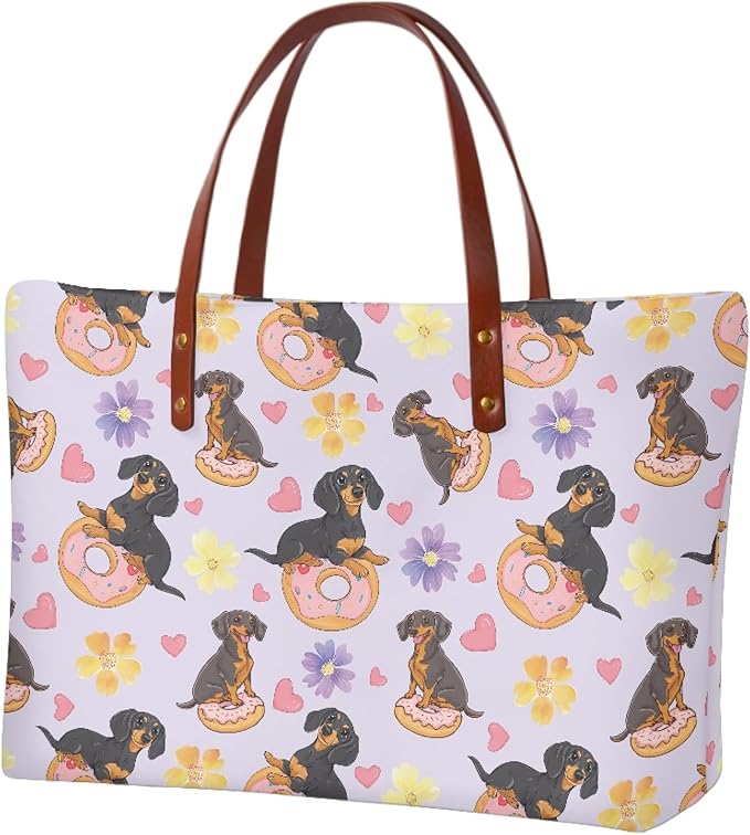 Womens Zip Up Tote Handbag Daisy Print Large Capacity Tote Purse Handbag Big Tote Bag Purse For Work Laptop