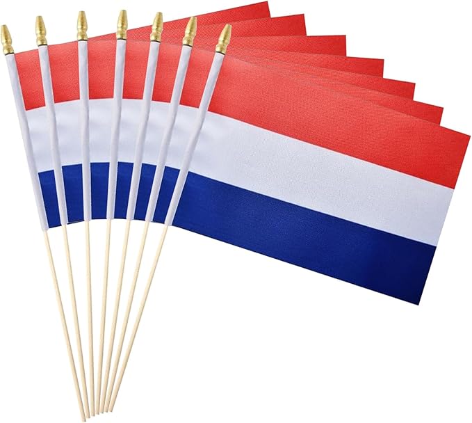 GSYLPFT 12 Pack Netherlands Flags on Sticks Dutch Small Mini Hand Held Flags for Office Classroom Holiday Party Decorations
