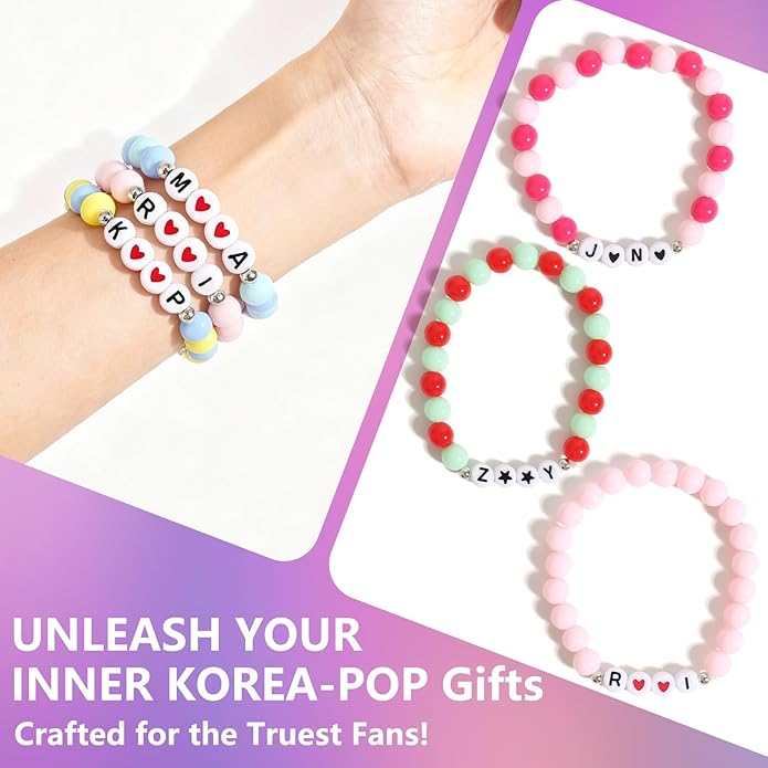 Phask for Korea-Pop Merch Bracelets Inspired Bracelets,Stackable Stretch Bracelets for Korea-Pop Stuff Fans Cosplay Outfit Gifts Accessories Jewelry Birthday Christmas