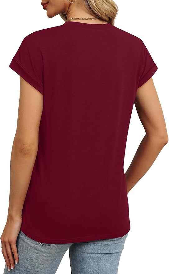 WEESO Womens Summer Tops Trendy 2026 Cap Sleeve T Shirts Crew Neck Pleated Front Beach Vacation Clothes Fashion