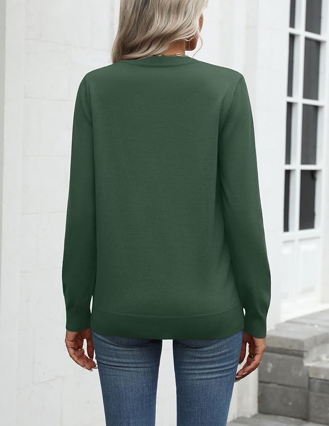 Zeagoo Womens 2026 Fall Sweaters Long Sleeve Tops Classic Crew Neck Pullover Sweaters Loose Dressy Casual Basic Clothes