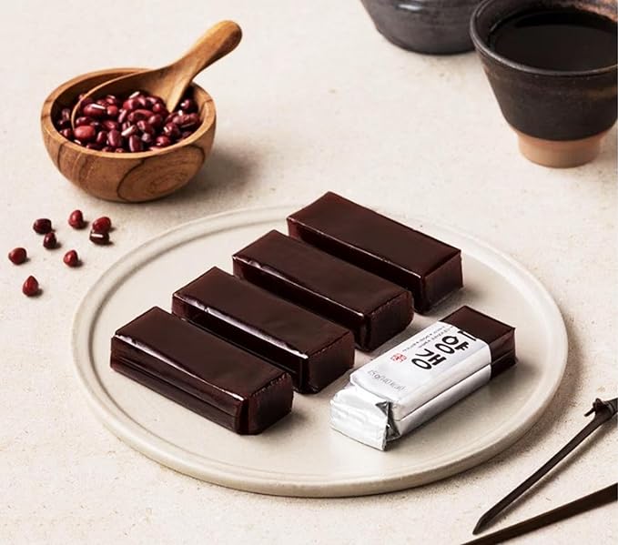 Korean Red Bean Jelly Snack, Soft and Sweet Bar, Individually Wrapped for Easy Sharing_45g x 10ea (15.87oz Total)