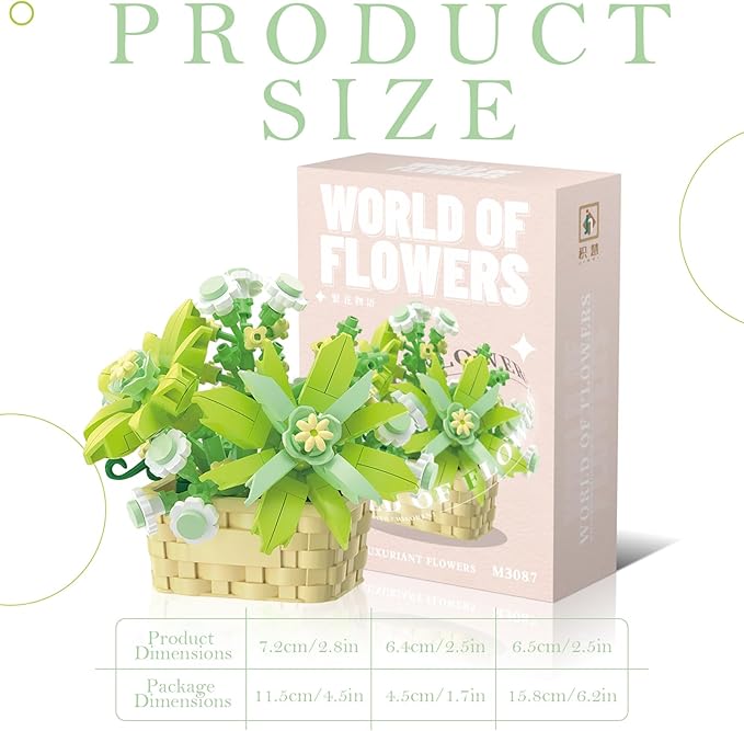 MJDDJA Mini Flowers Building Block Set, Mini Building Blocks, Flower Building Set, Building Block Flowerpot, Mini Bricks Building Sets, Party Favors for Kids Above 10 Years Old(Gardenia 206pcs)