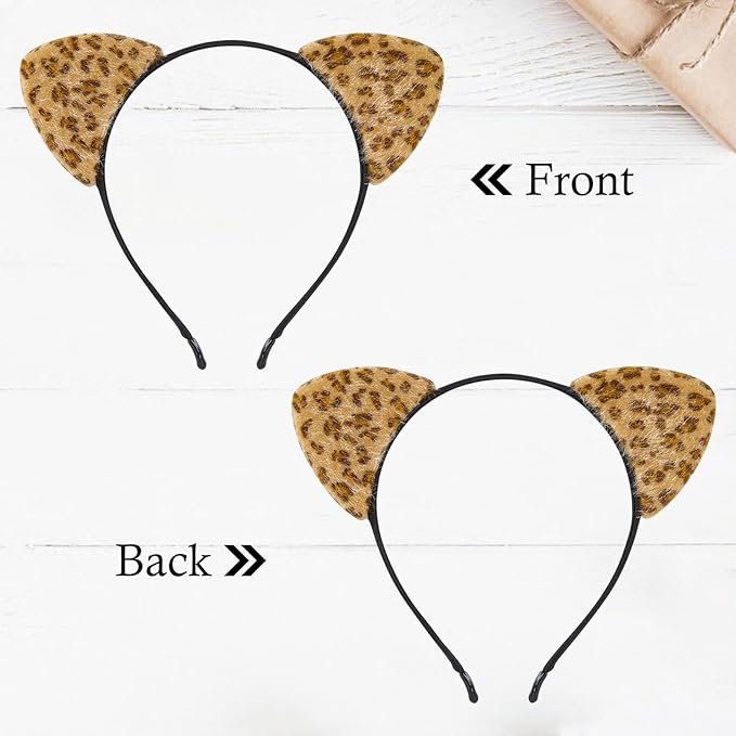 FANYITY Leopard Ears Headband, Cheetah Ears, Animal Ears for Girls & Women Halloween Costume Cosplay or Party Decoration (Leopard Ears)