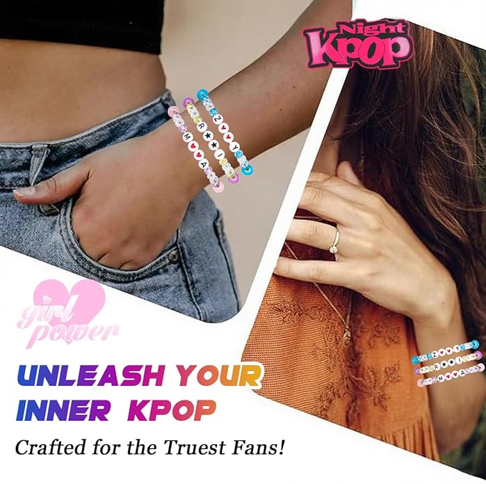AICase for Korea-Pop Merch Gifts Toys Inspired Bracelets 3 Pcs Stackable Stretch Friendship Beaded Bracelets for Unique Merchandise Jewelry Gifts for Fans Women Men Stocking Stuffers_Crystal