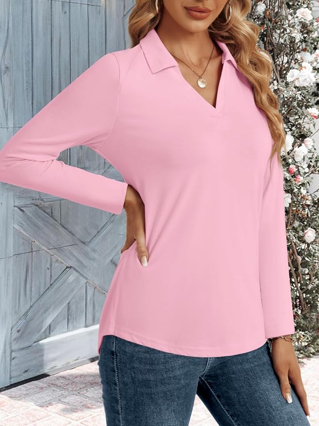 3/4 Length Sleeve Womens Tops Dressy Casual V Neck Polo Shirts Business Work Blouses 2025 Trendy Tunic Top