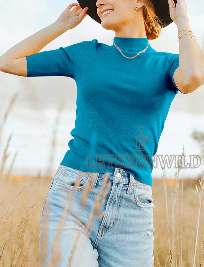 LETSRUNWILD Business Casual Tops for Women Dressy Cute Tops Mock Turtleneck Tshirts Shirts