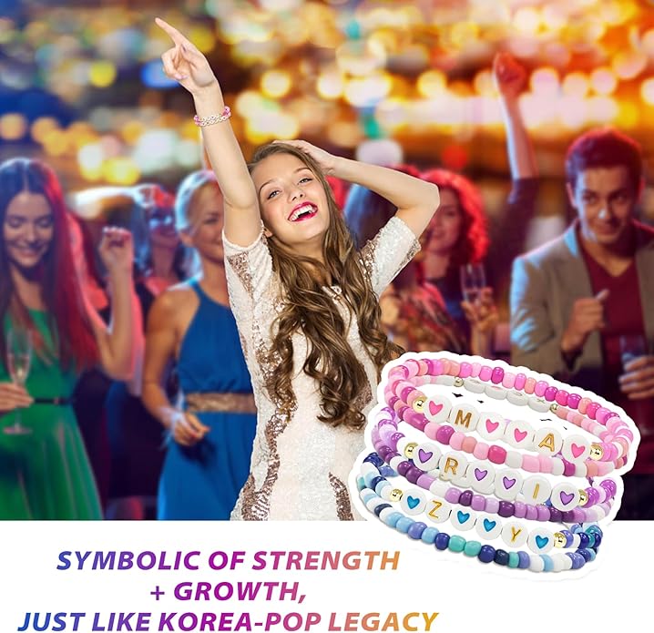 PWZZZAWP 6Pcs Korea-pop Merch Friendship Beaded Bracelets Set,for Best Friends Gifts,Birthday Favor,Y2K Fans Party Gift&Jewelry Gifts for Women