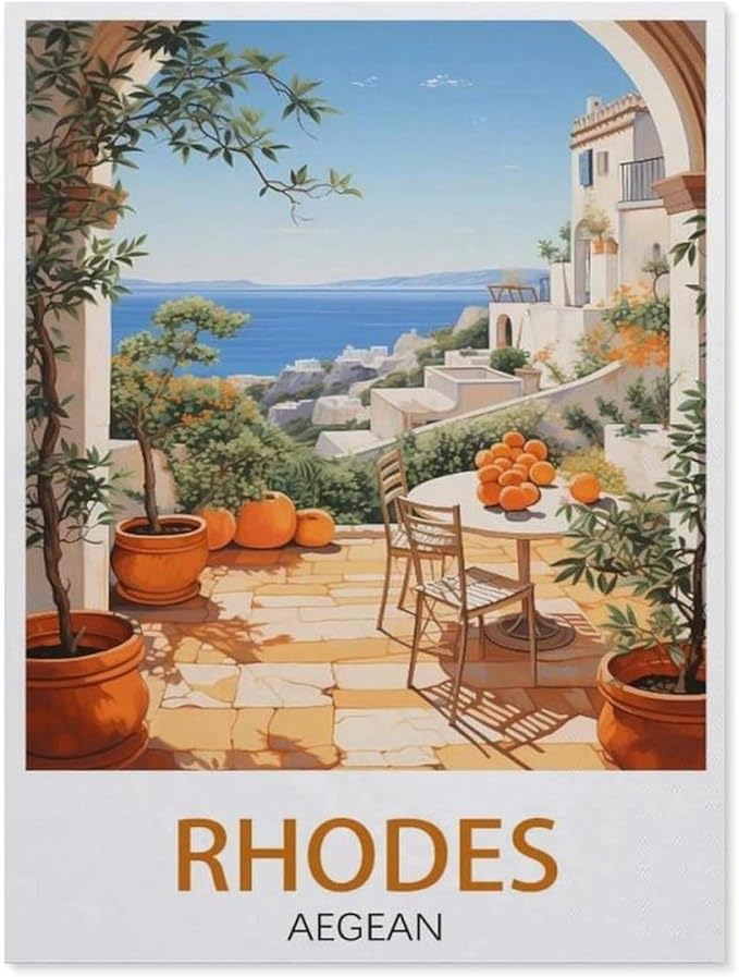1000Pcs，Rhodes Aegean Vintage Travel Poster，Jigsaw Adult Decompression Game Puzzle Students Toy for Children Christmas Birthday Gifts（38x26cm）-BC24