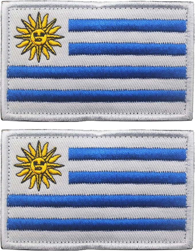 EmWoot 2PCS Uruguay Flag Patch Embroidered Morale Patch Military Tactical Patches Hook and Loop