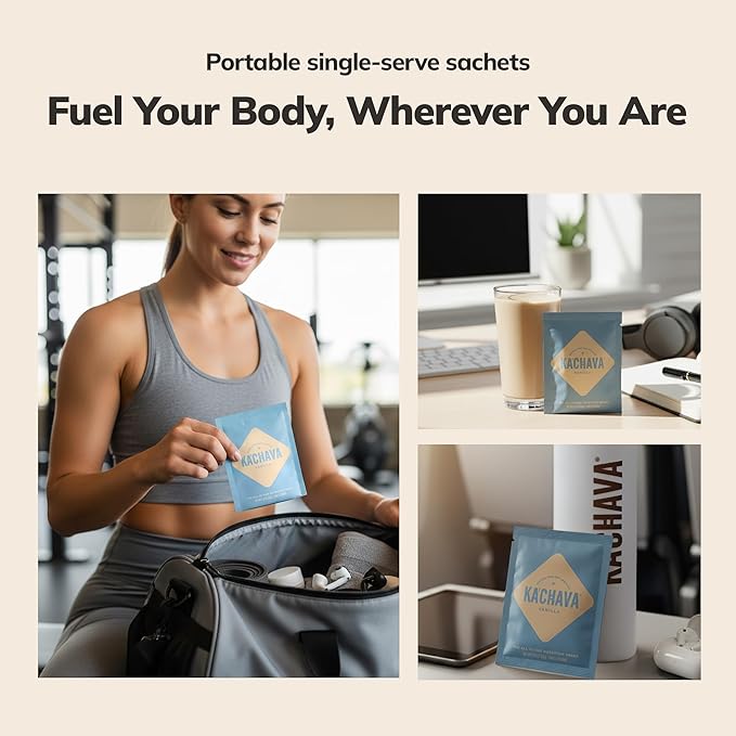 Ka’Chava Whole Body Meal Shake Vanilla – Vegan Protein Powder with 85+ Superfoods & Greens – Plant-Based Meal Replacement with Probiotics & Digestive Enzymes – 5 Sachets Travel Pack (5 Servings)