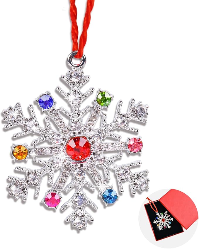 Ushinemi Snowflake Ornaments for Christmas Tree, 2024 Snowflake Hanging Ornament for Tree Decor, Silver Snowflake Keepsake Gifts