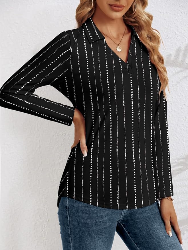 3/4 Length Sleeve Womens Tops Dressy Casual V Neck Polo Shirts Business Work Blouses 2025 Trendy Tunic Top