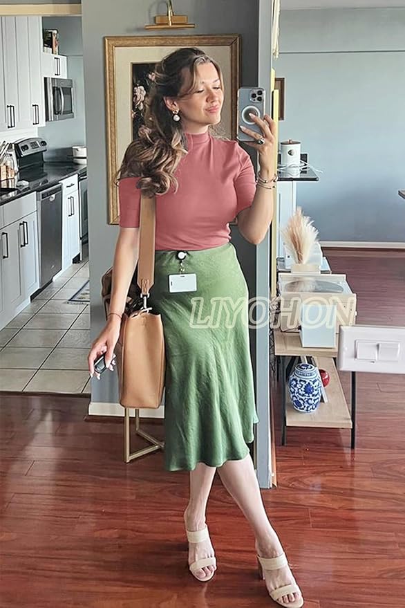 LIYOHON Womens Tops Dressy Casual Mock Turtleneck Business Short Sleeve T Shirts Going Out Tops 2026